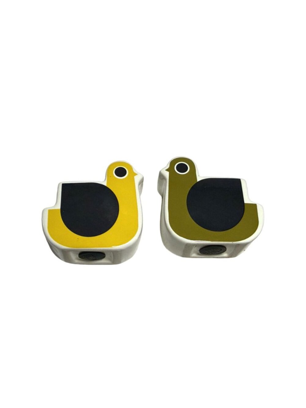 Orla Kiely Ceramic Bird Salt/Pepper Shakers Set Yellow/Green Retro-Style - Picture 2 of 7